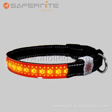 Leather Led Light Flash Night Safety Dog Collar